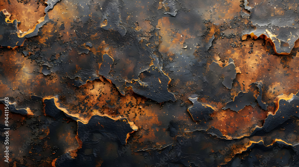Black and Orange Abstract Texture with Peeling Paint Black and Orange Abstract Texture with Peeling Paint