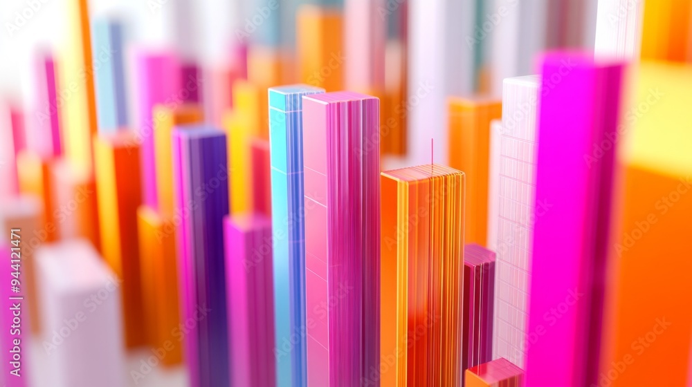 A 3D bar graph displaying financial data with vibrant colors and grid lines, set against a clean white background, highlighting the dynamic representation of financial trends. A 3D bar graph displaying financial data with vibrant colors and grid lines, set against a clean white background, highlighting the dynamic representation of financial trends.