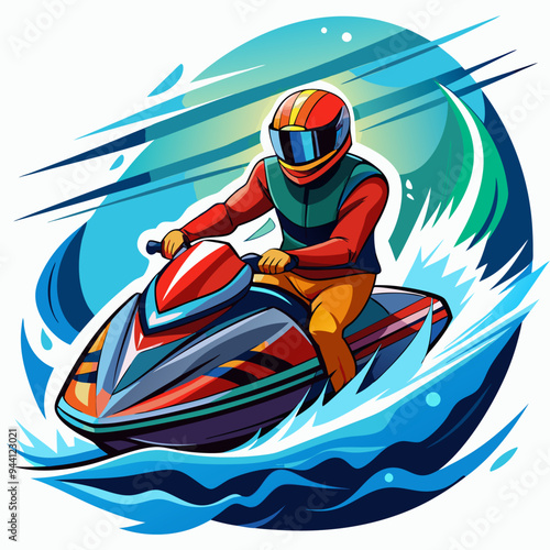 A Man Riding A Jet Ski On The Water