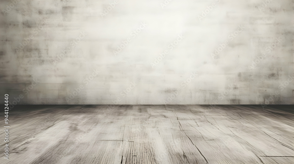 Empty Room with Grungy Concrete Wall and Wooden Floor Background Empty Room with Grungy Concrete Wall and Wooden Floor Background