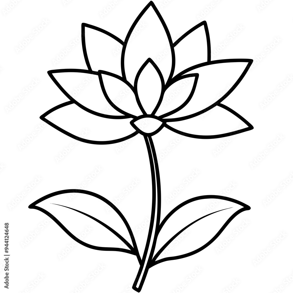 Minimalist Flower line art on White Background - Vector Art Minimalist Flower line art on White Background - Vector Art