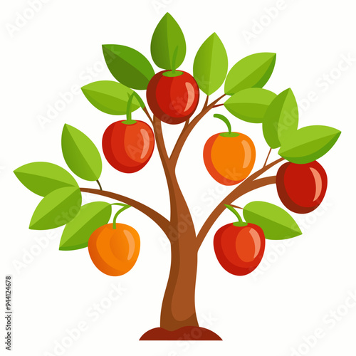 A Tree with Red and Orange Fruits