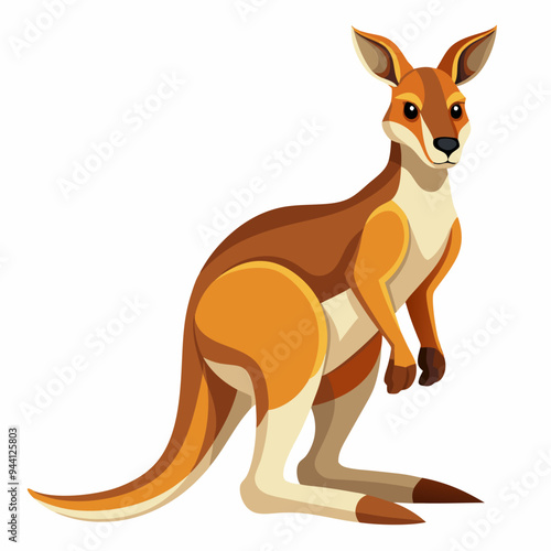 Cartoon illustration of a red kangaroo standing on its hind legs