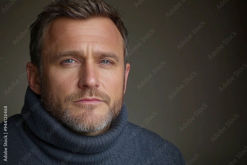 Serious Man in Blue Turtleneck