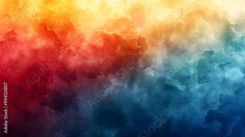 Abstract Watercolor Background with Red, Orange, and Blue Hues