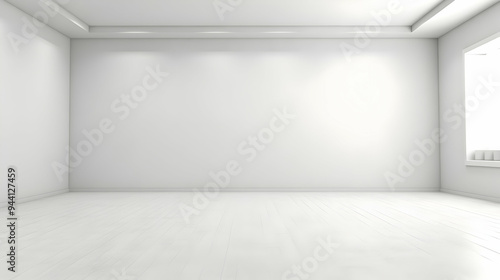 Empty Room with White Walls and Wooden Floor, Minimalist Background for Interior Design