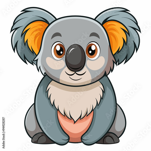 Cartoon Koala with Big Eyes and Orange Ears
