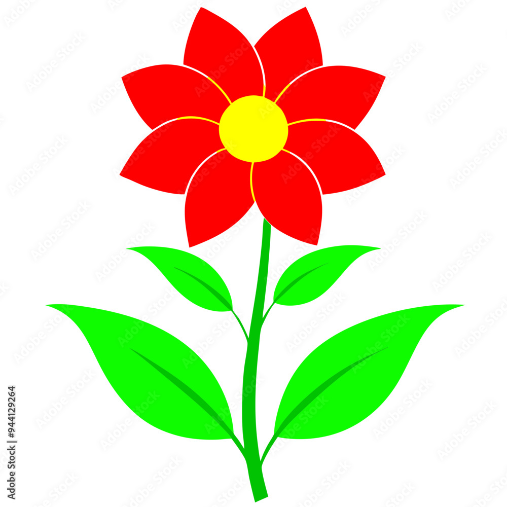 Minimalist Flower on White Background - Vector Art Minimalist Flower on White Background - Vector Art