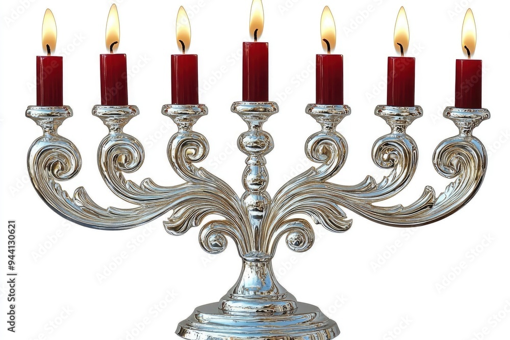 Silver Candelabra with Red Candles Silver Candelabra with Red Candles