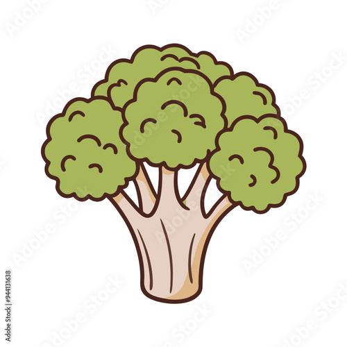 Cartoon broccoli icon smiling cheerfully in green