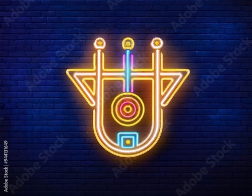 vector realistic isolated neon sign rock festival logo template decoration copy space dark background concept live concert music photo