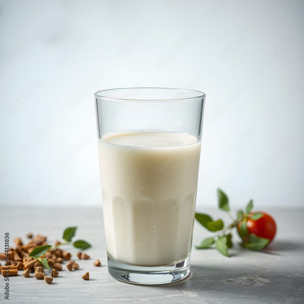 Un rico y muy cremoso vaso de leche fria Un rico y muy cremoso vaso de leche fria