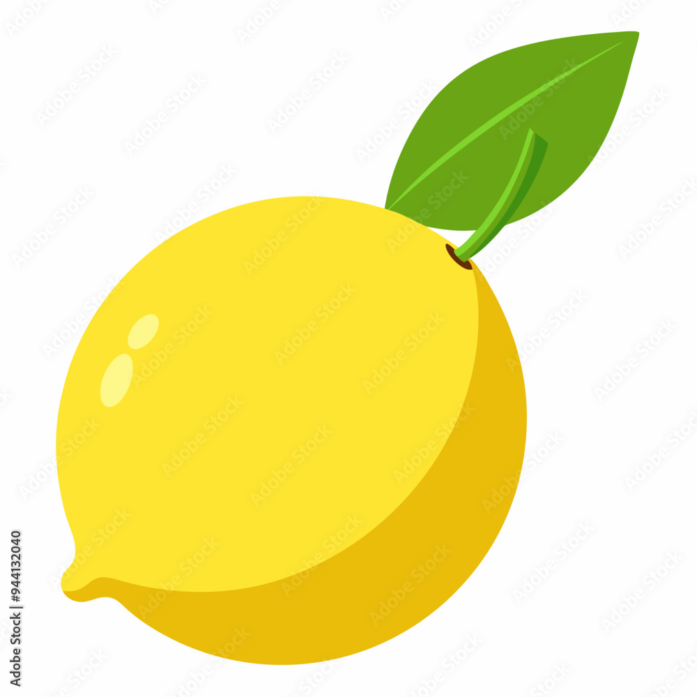 Yellow Lemon with a Green Leaf Yellow Lemon with a Green Leaf