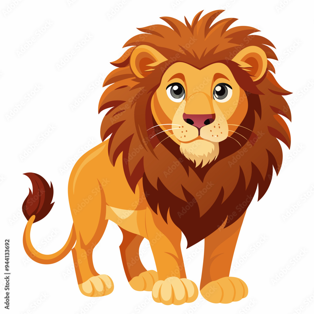 Cartoon Illustration of a Lion with a Brown Mane Cartoon Illustration of a Lion with a Brown Mane
