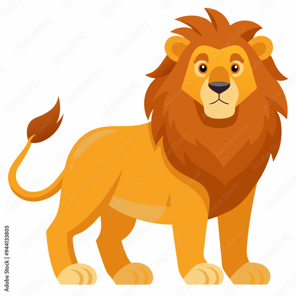 Obraz premium Cartoon Illustration of a Standing Lion