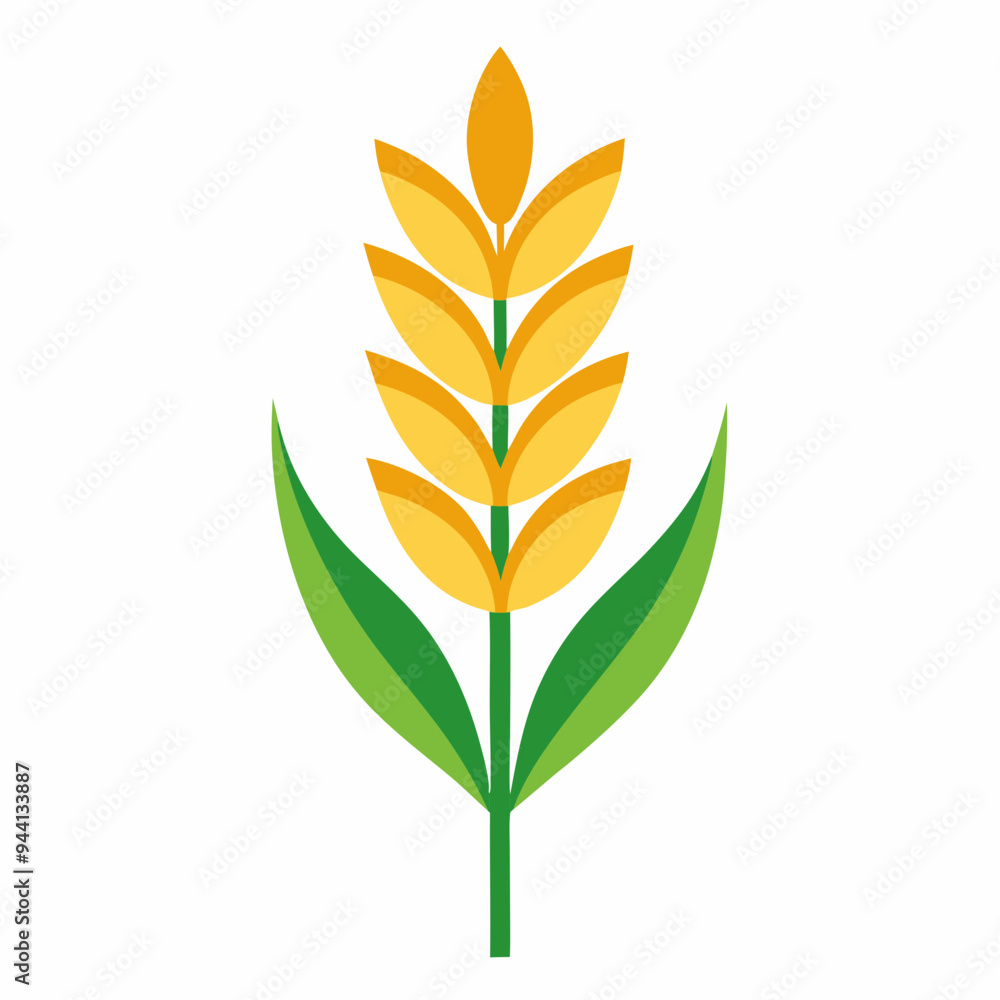 Minimalist Wheat Plant Vector on White Background Minimalist Wheat Plant Vector on White Background