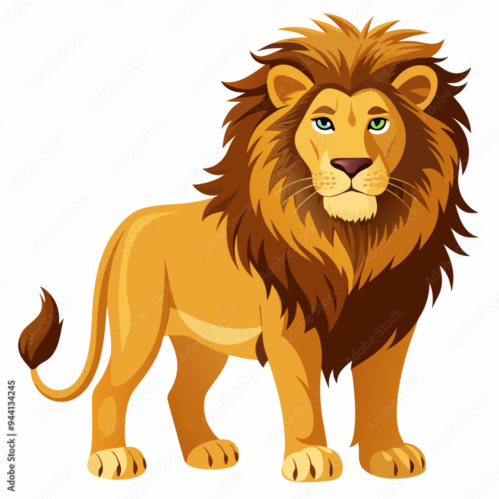 Fototapeta premium A Standing Lion with a Majestic Mane