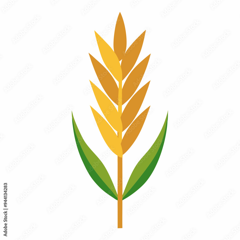 Minimalist Wheat Plant Vector on White Background Minimalist Wheat Plant Vector on White Background