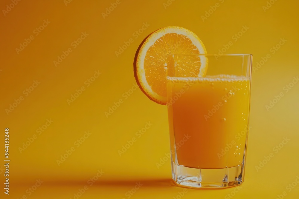 A glass of orange juice with a sliced orange on the rim, on a yellow background-gigapixel-hq-scale-6_00x A glass of orange juice with a sliced orange on the rim, on a yellow background-gigapixel-hq-scale-6_00x