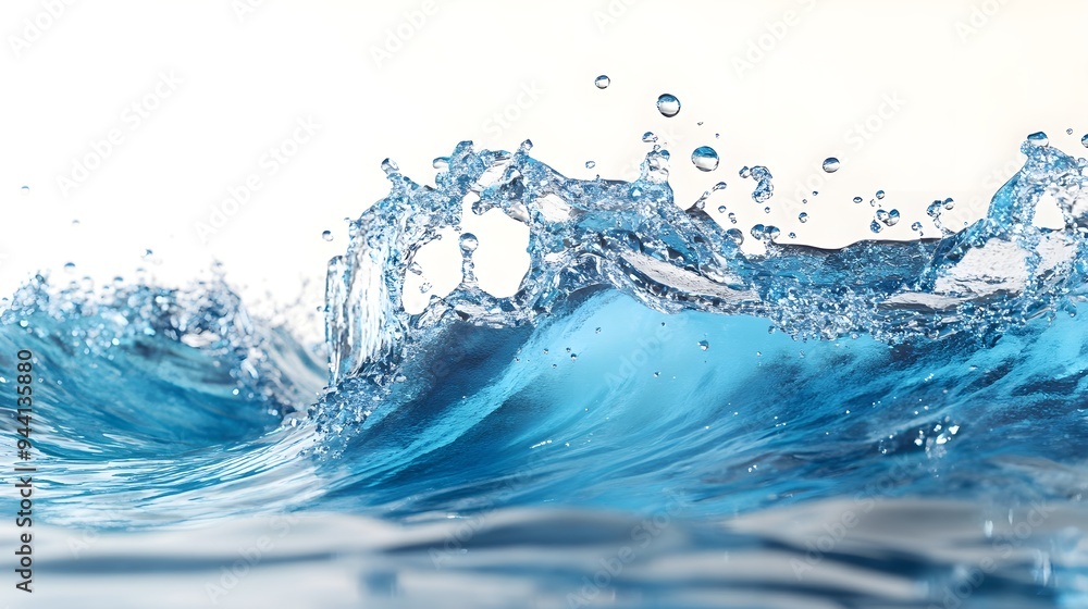 water splashes and drops with blue water wave water splashes and drops with blue water wave