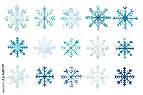Wallpaper Mural Different snowflake designs on a white background Isolated on white background Torontodigital.ca