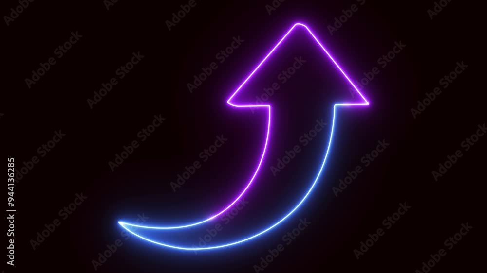 Arrow animation on neon. Abstract glowing neon business graph growth arrow up arrow Arrow animation on neon. Abstract glowing neon business graph growth arrow up arrow