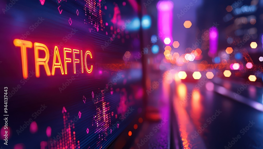A close-up of an online traffic graph on the screen, with A close-up of an online traffic graph on the screen, with