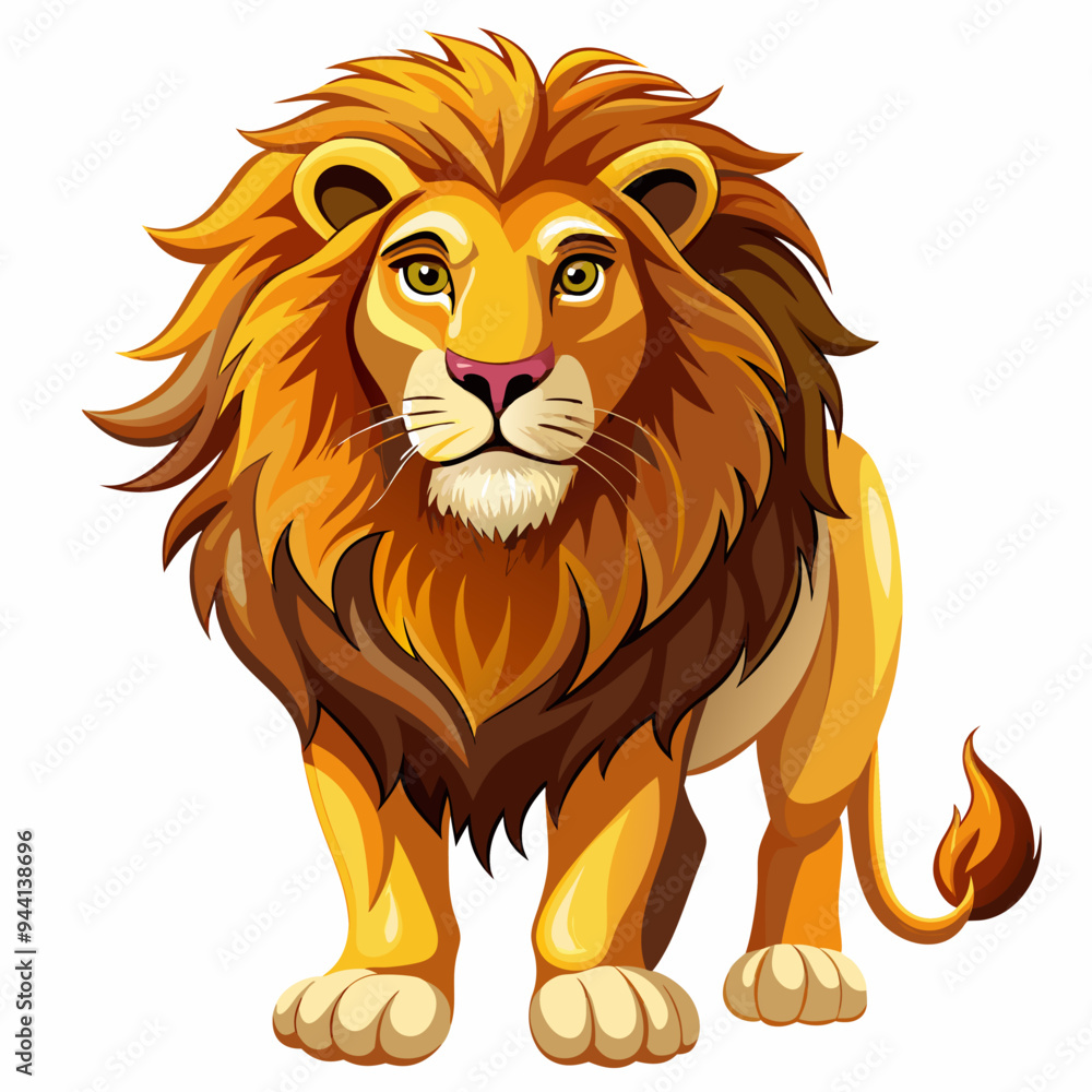 A Cartoon Lion with a Majestic Mane and a Proud Stance A Cartoon Lion with a Majestic Mane and a Proud Stance