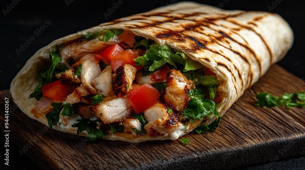 Grilled Chicken Burrito with Fresh Vegetables Grilled Chicken Burrito with Fresh Vegetables