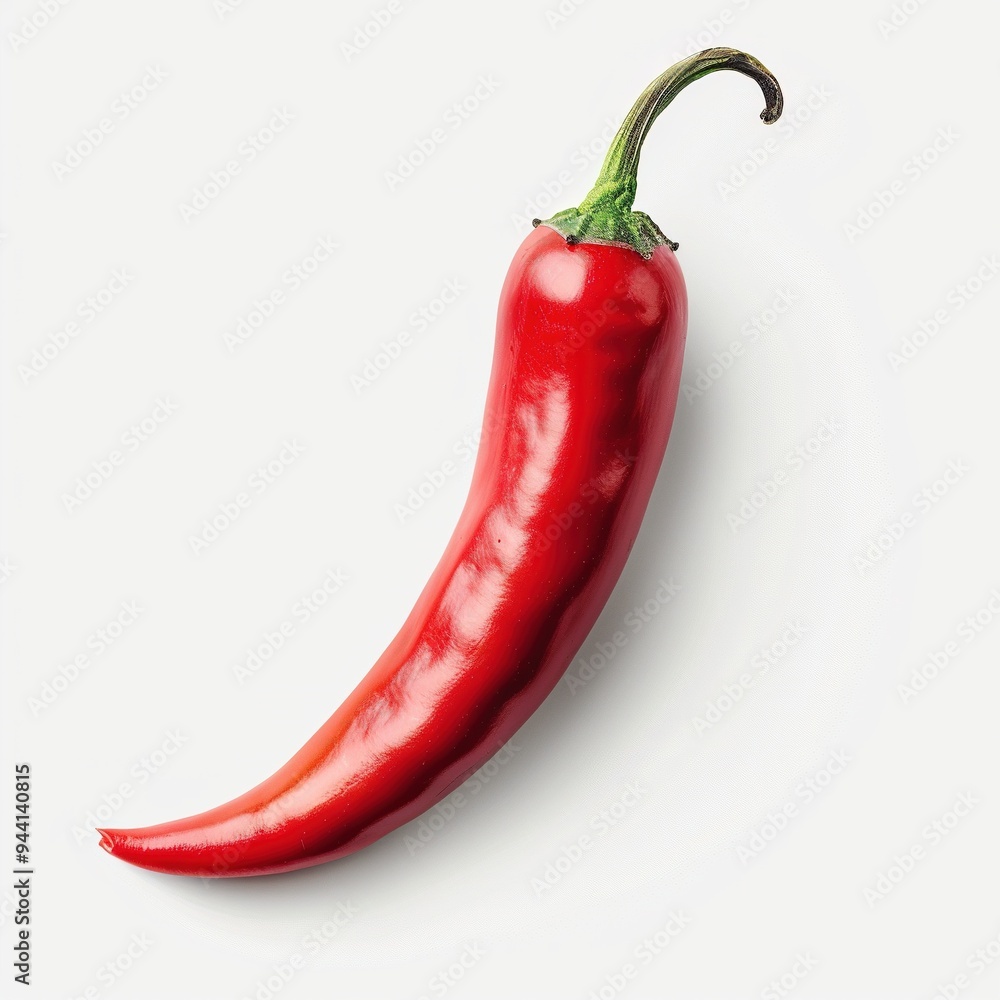 A single piece of red chilli isolated on a white background A single piece of red chilli isolated on a white background