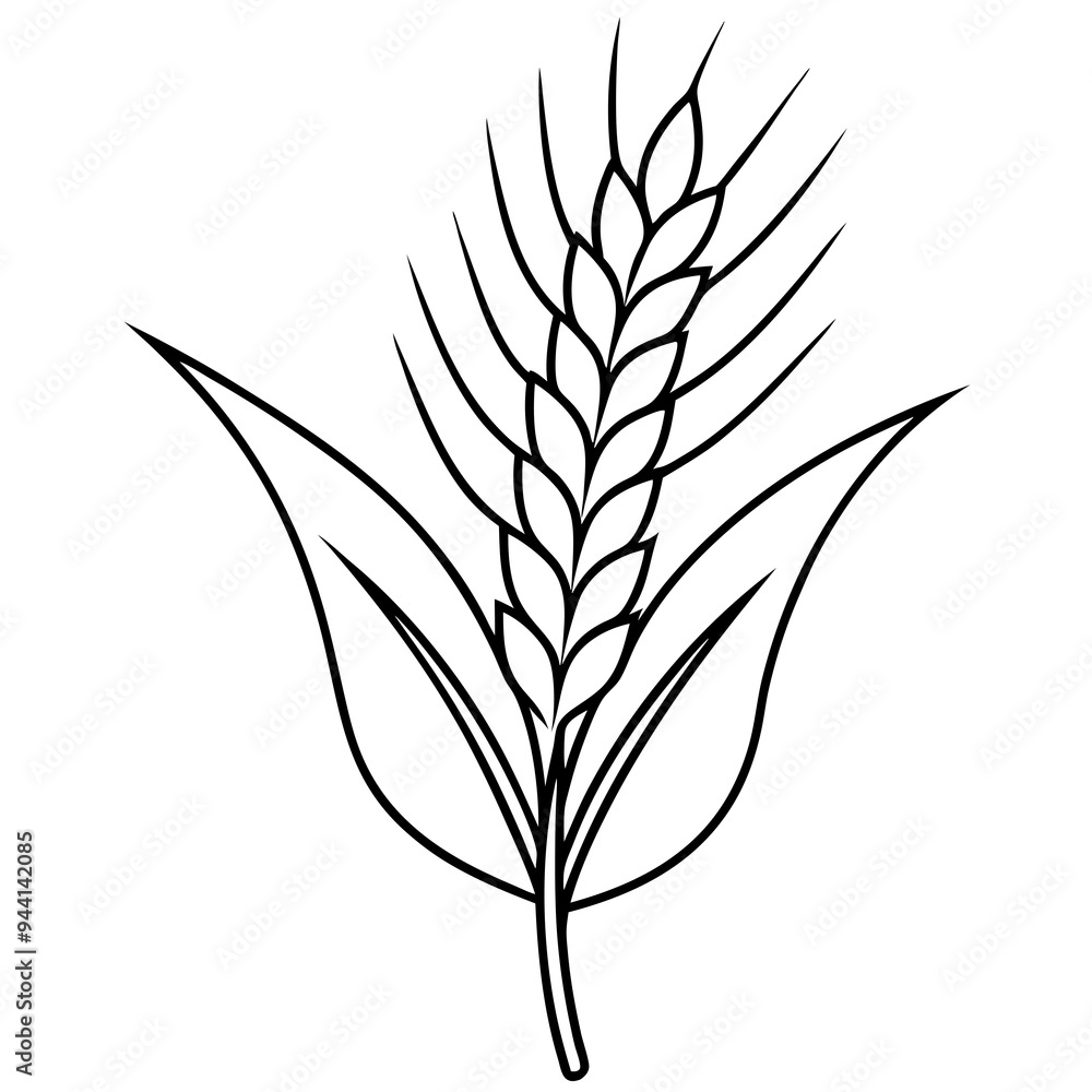 Fototapeta premium Minimalist Wheat Plant Vector online art White Background