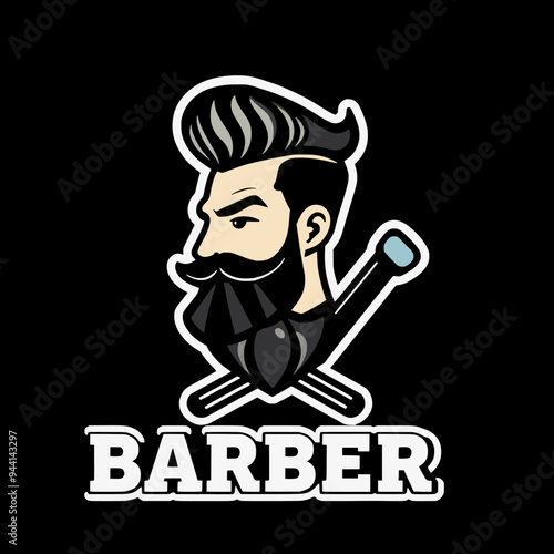 man barber icon logo vector
