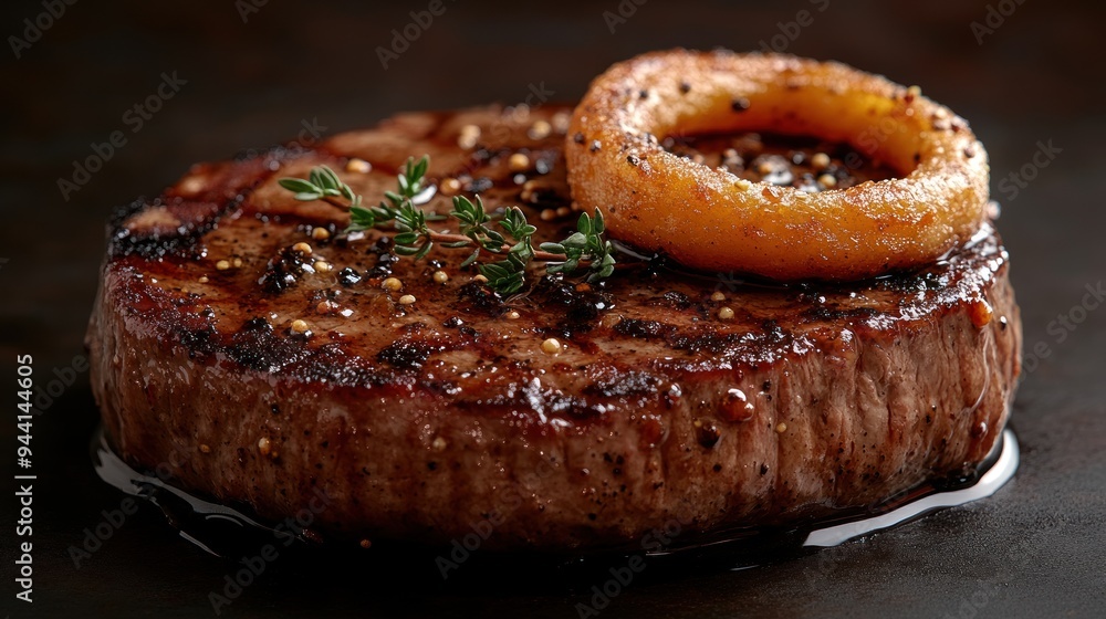 Grilled Steak with Onion Rings Grilled Steak with Onion Rings