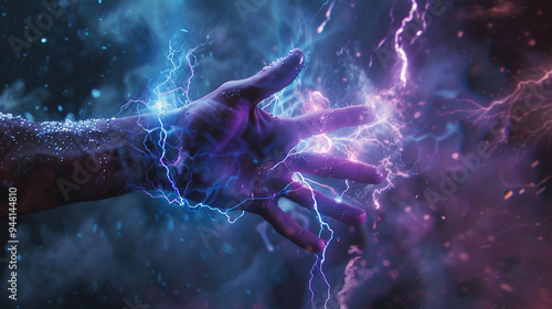 Lightning hand blue and purple color