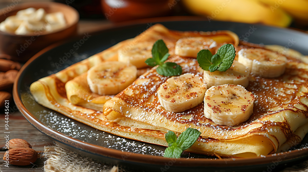 Banana crepes in a plate Banana crepes in a plate