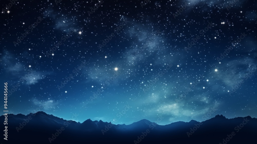 Beautiful starry night with twinkling stars, deep blue sky, open space for copy Beautiful starry night with twinkling stars, deep blue sky, open space for copy