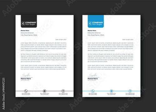 Elegant business letterhead design, abstract letterhead template design