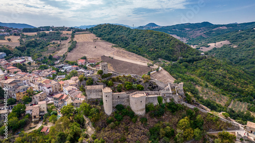 Aerial view of Roccascalegna Castle, Chieti, Abruzzo, Italy