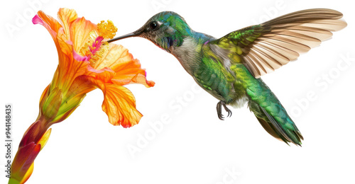 PNG Hummingbird sipping vibrant flower