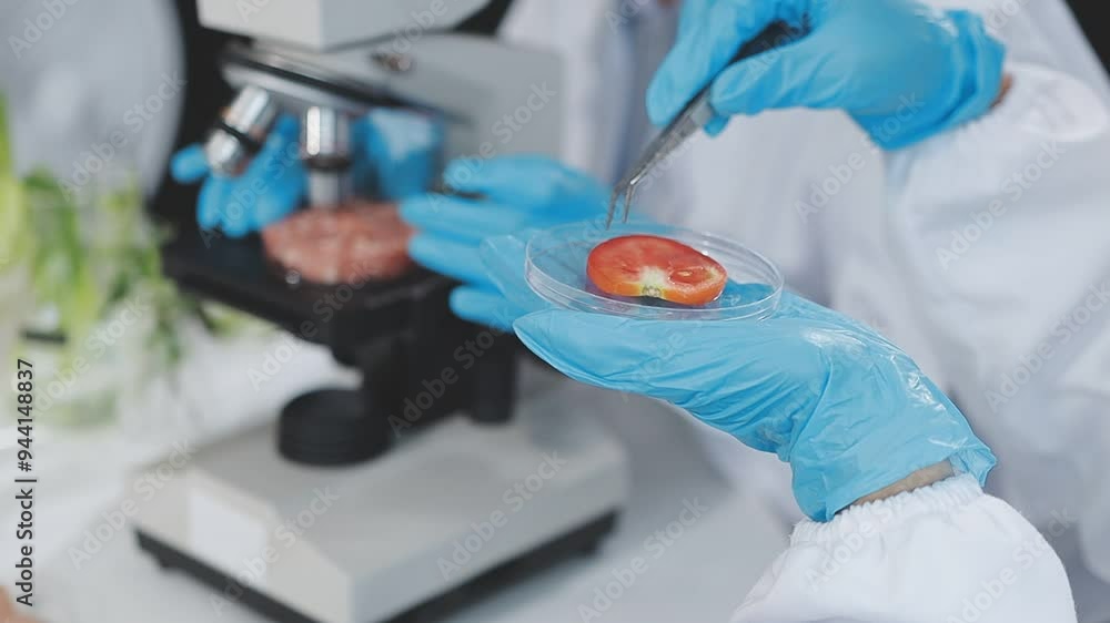 testing a plant sample in a biochemical science laboratory. a scientist studies the genetics of plants testing a plant sample in a biochemical science laboratory. a scientist studies the genetics of plants