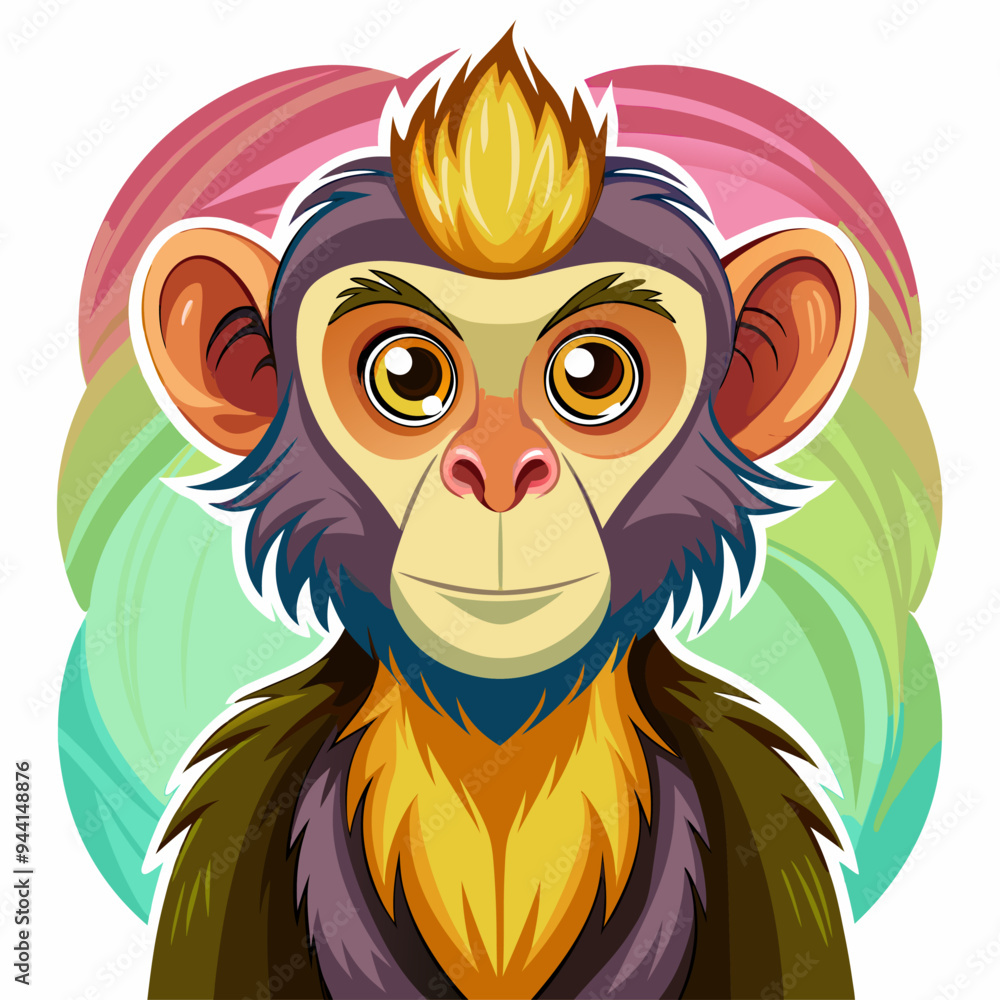Obraz premium Cartoon Monkey with a Spiky Yellow Hairstyle