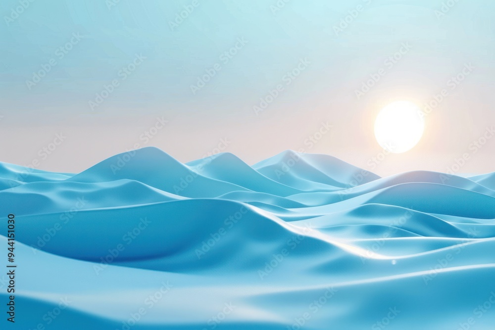 Abstract Blue Mountainous Landscape with Sun Abstract Blue Mountainous Landscape with Sun