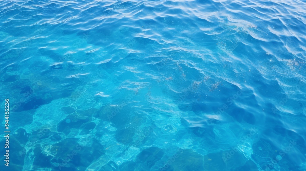 Deep blue turquoise water with light ripples and clear visibility Deep blue turquoise water with light ripples and clear visibility