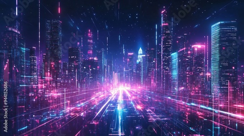 Cyberpunk Cityscape with Neon Lights