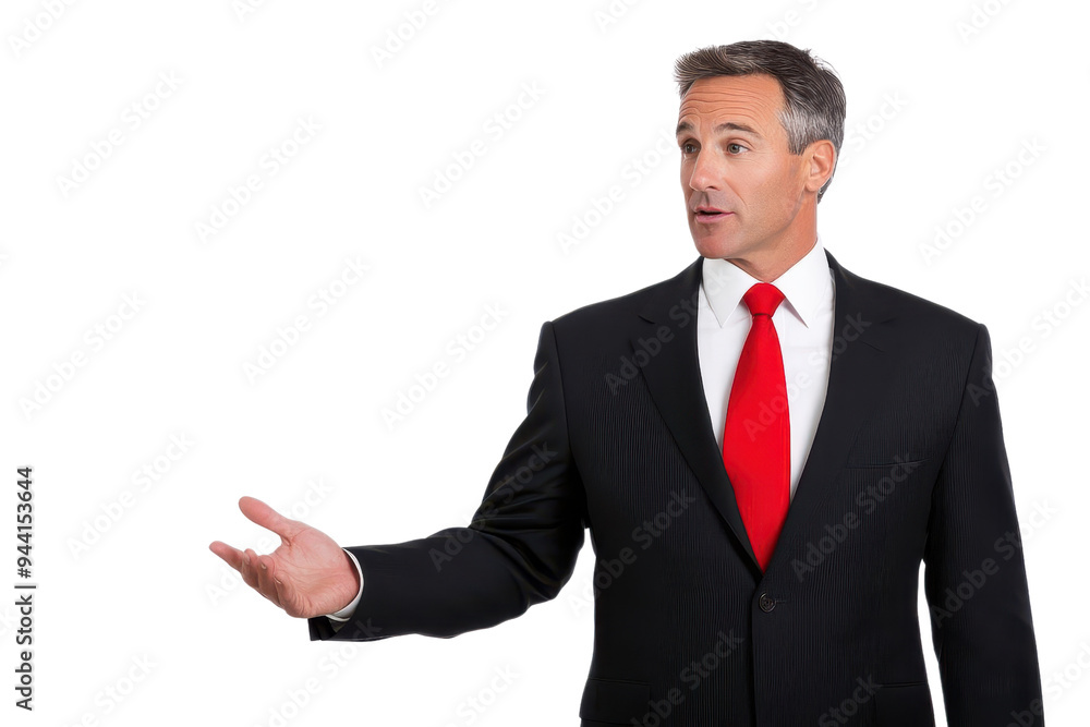 A confident businessman in a suit presenting ideas with enthusiasm, showcasing professionalism and communication skills. A confident businessman in a suit presenting ideas with enthusiasm, showcasing professionalism and communication skills.