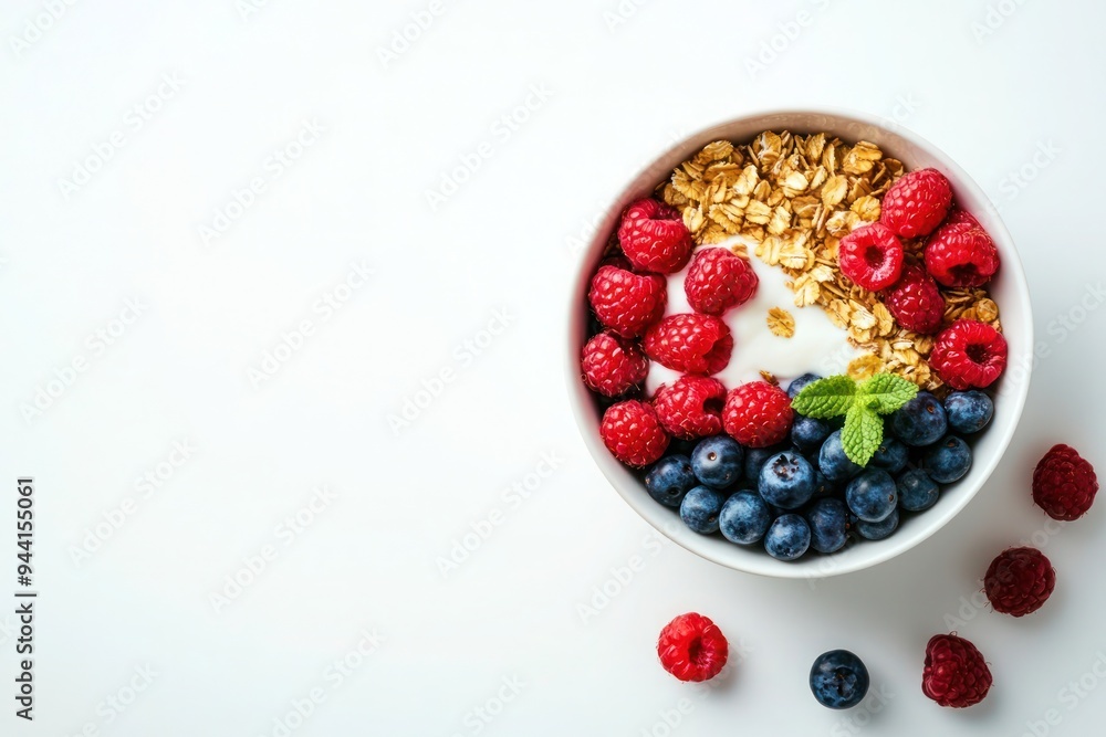 Photo of a bowl with granola, blueberries, and raspberries on a white background-gigapixel-hq-scale-6_00x Photo of a bowl with granola, blueberries, and raspberries on a white background-gigapixel-hq-scale-6_00x