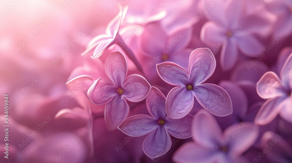 3D rendering of a close up blooming bouquet of purple lilac flowers 3D rendering of a close up blooming bouquet of purple lilac flowers