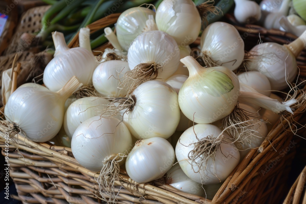 White Onions in a Basket White Onions in a Basket