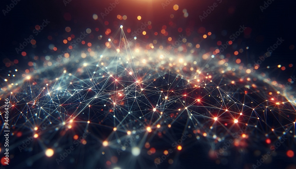 Fototapeta premium Abstract digital background of points and lines with glowing plexus