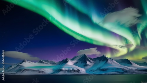 beauty colorfull aurora at north background photo